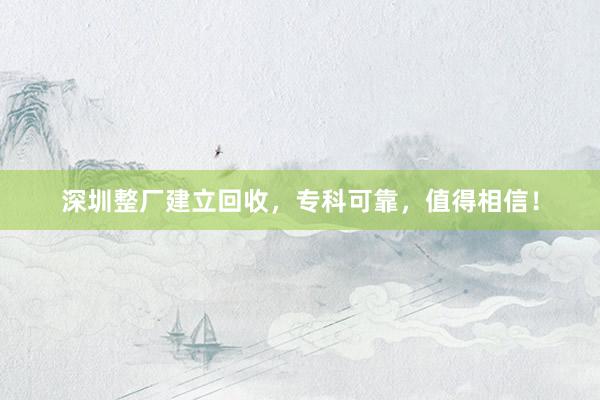 深圳整厂建立回收，专科可靠，值得相信！